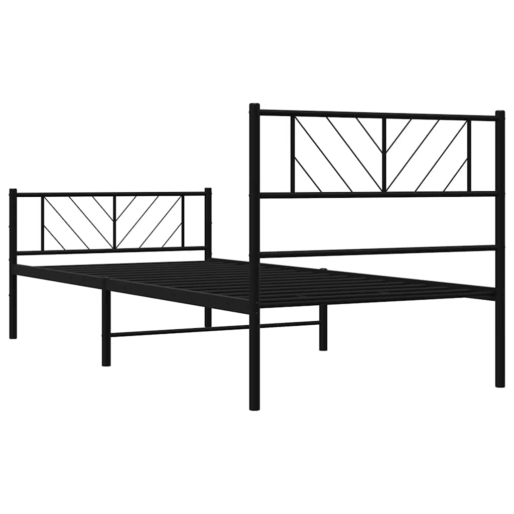 Metalni okvir kreveta uzglavlje i podnožje crni 100x190 cm