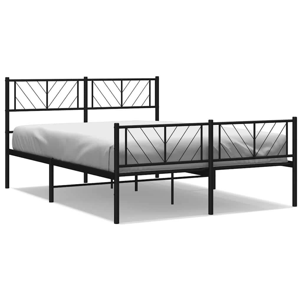 Metalni okvir kreveta uzglavlje i podnožje crni 135x190 cm