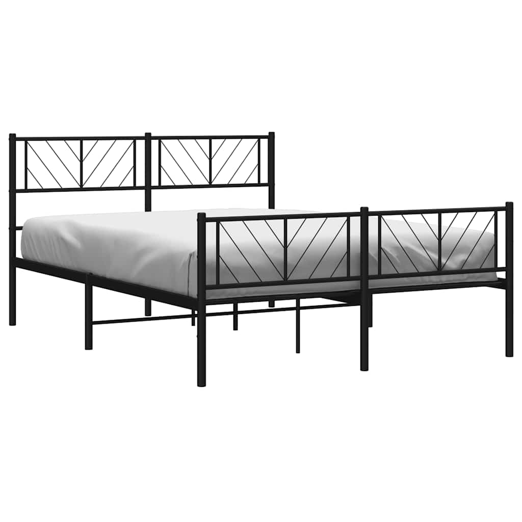 Metalni okvir kreveta uzglavlje i podnožje crni 135x190 cm