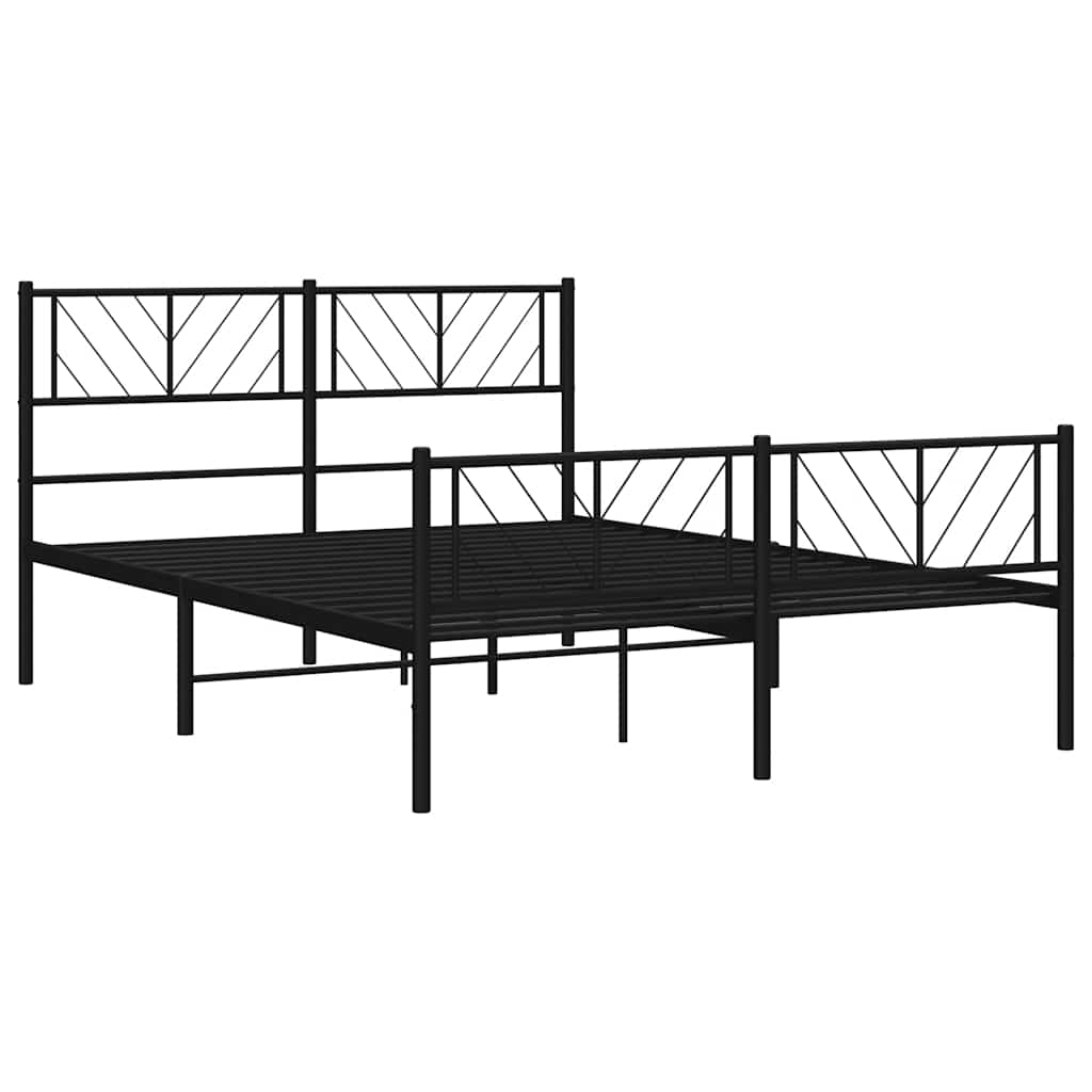 Metalni okvir kreveta uzglavlje i podnožje crni 135x190 cm