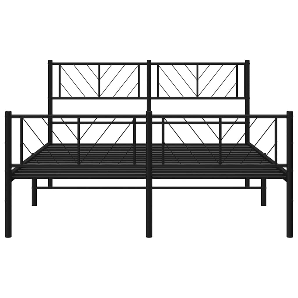 Metalni okvir kreveta uzglavlje i podnožje crni 135x190 cm