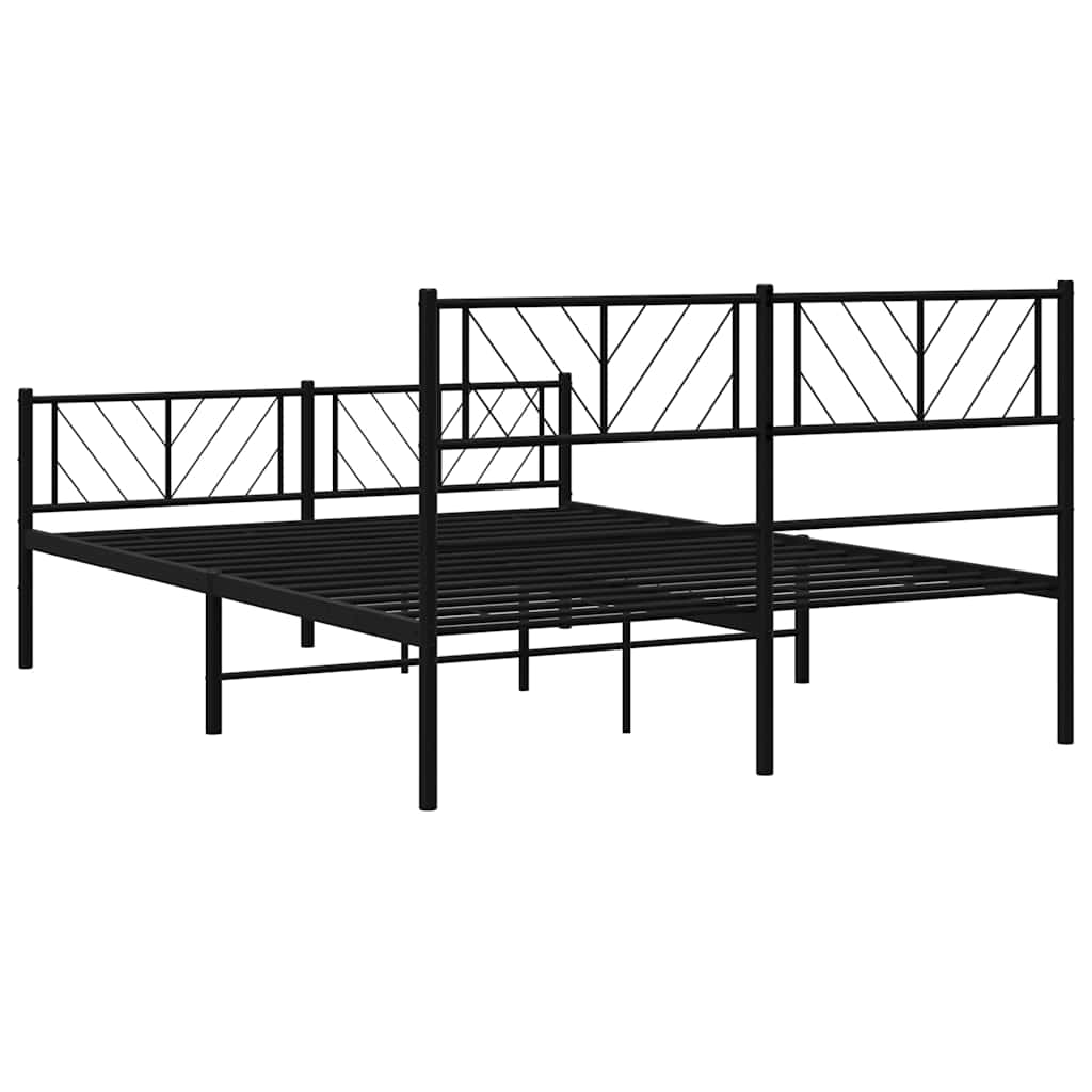 Metalni okvir kreveta uzglavlje i podnožje crni 135x190 cm