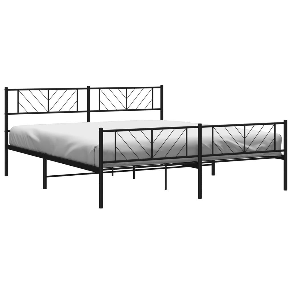 Metalni okvir krevet bez madraca s podnožjem crni 180x200 cm