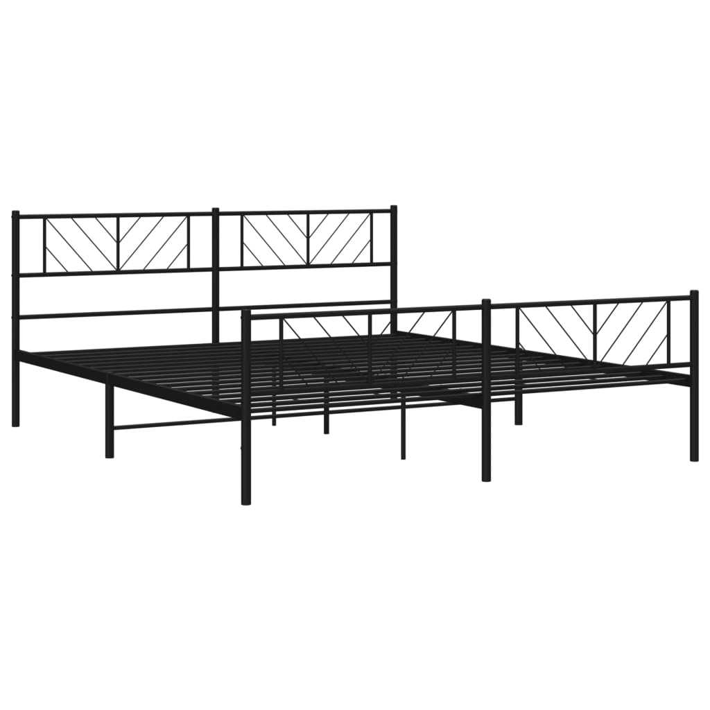 Metalni okvir krevet bez madraca s podnožjem crni 180x200 cm