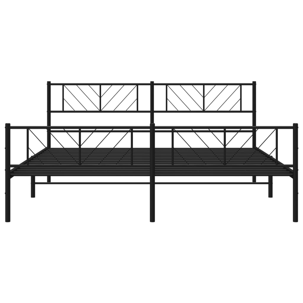 Metalni okvir krevet bez madraca s podnožjem crni 180x200 cm