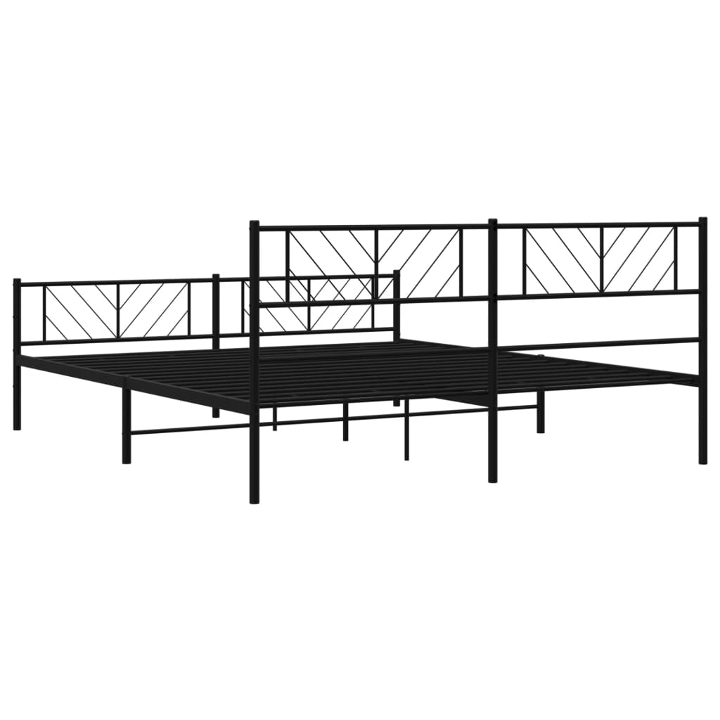 Metalni okvir krevet bez madraca s podnožjem crni 180x200 cm