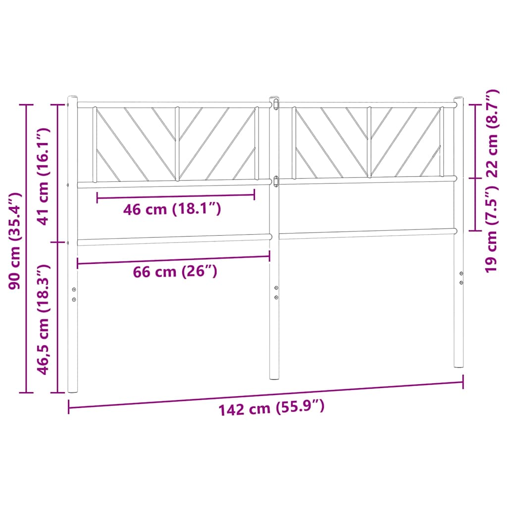 Metalno zamjensko uzglavlje crno 135 cm