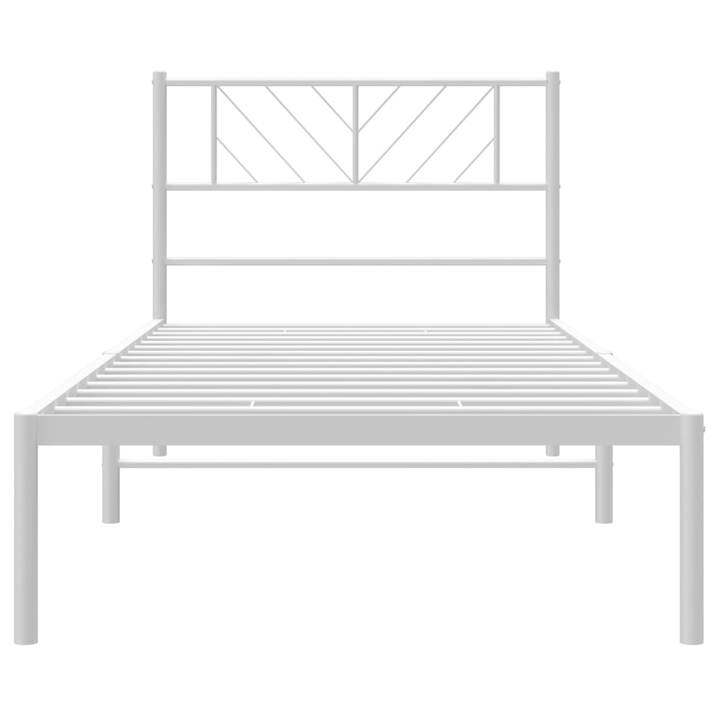 Metalni okvir za krevet s uzglavljem bijeli 80x200 cm