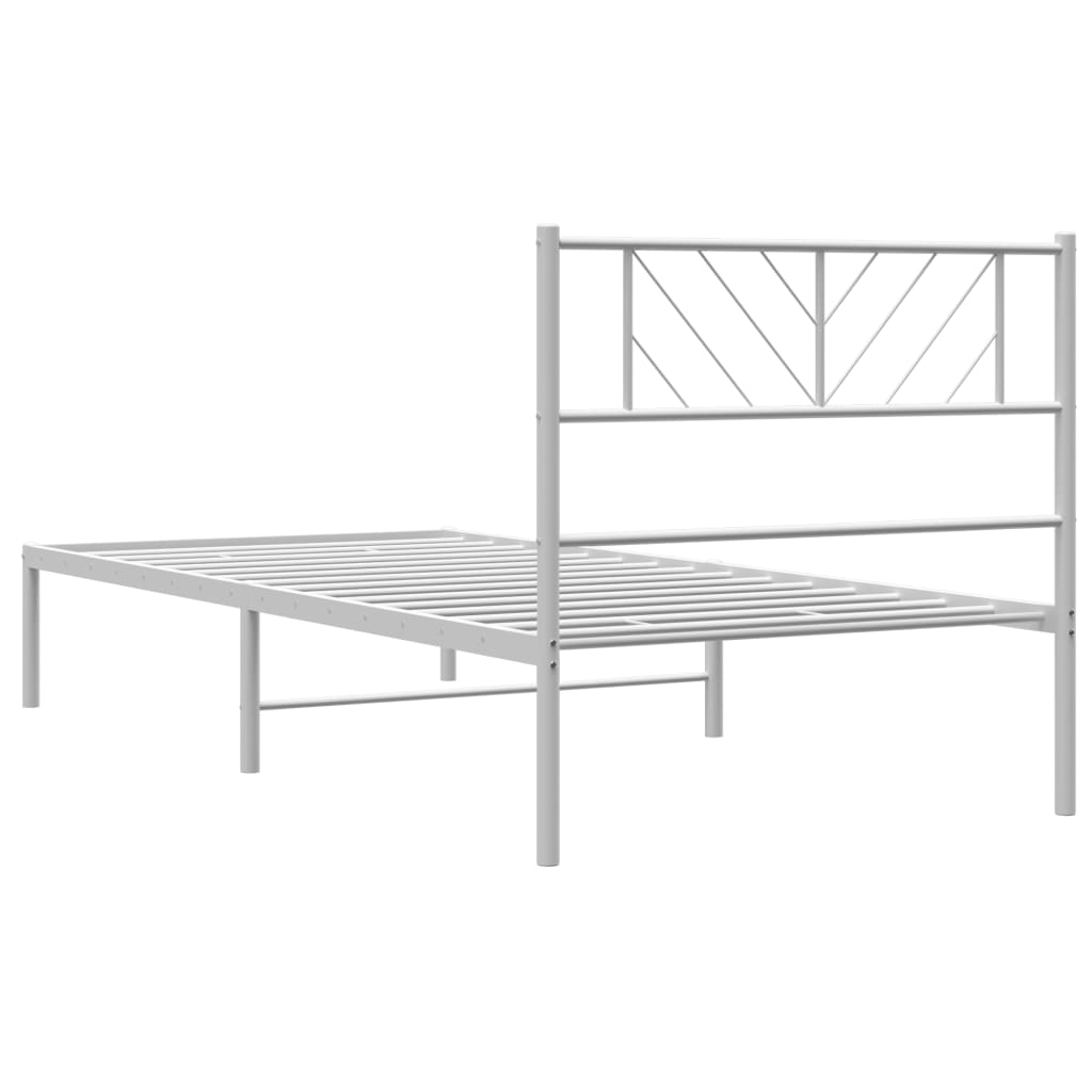 Metalni okvir za krevet s uzglavljem bijeli 80x200 cm