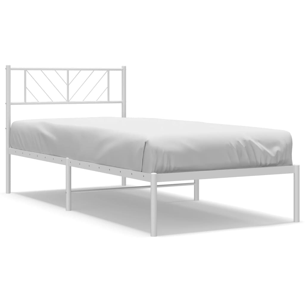 Metalni okvir za krevet s uzglavljem bijeli 90 x 190 cm