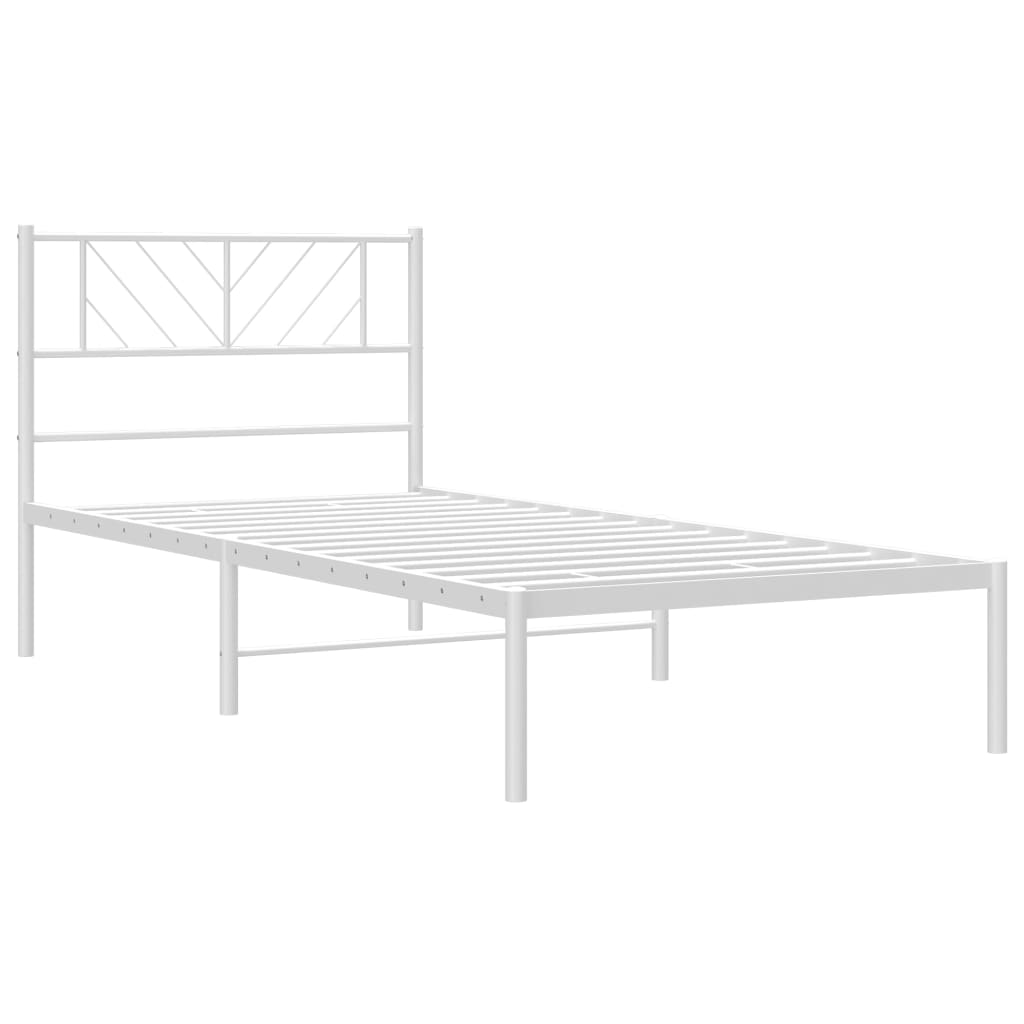 Metalni okvir za krevet s uzglavljem bijeli 90x200 cm