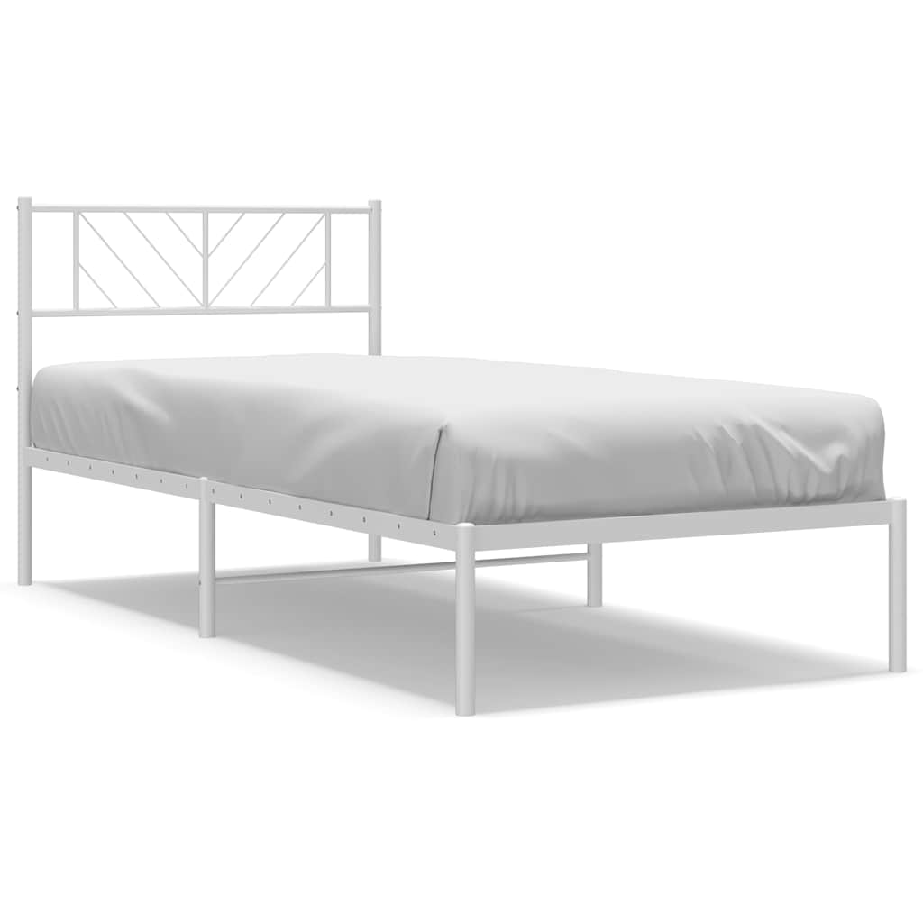 Metalni okvir za krevet s uzglavljem bijeli 100x190 cm