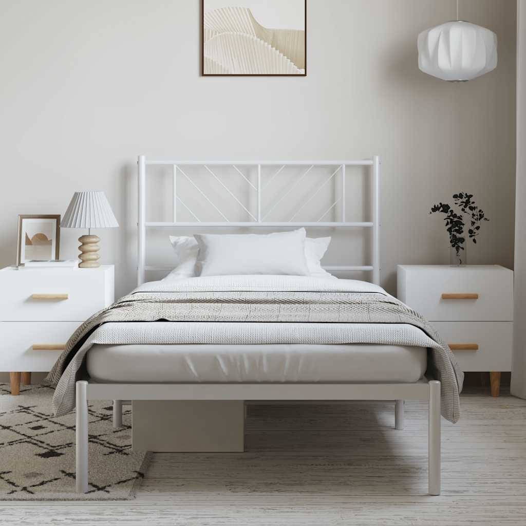 Metalni okvir za krevet s uzglavljem bijeli 100x190 cm