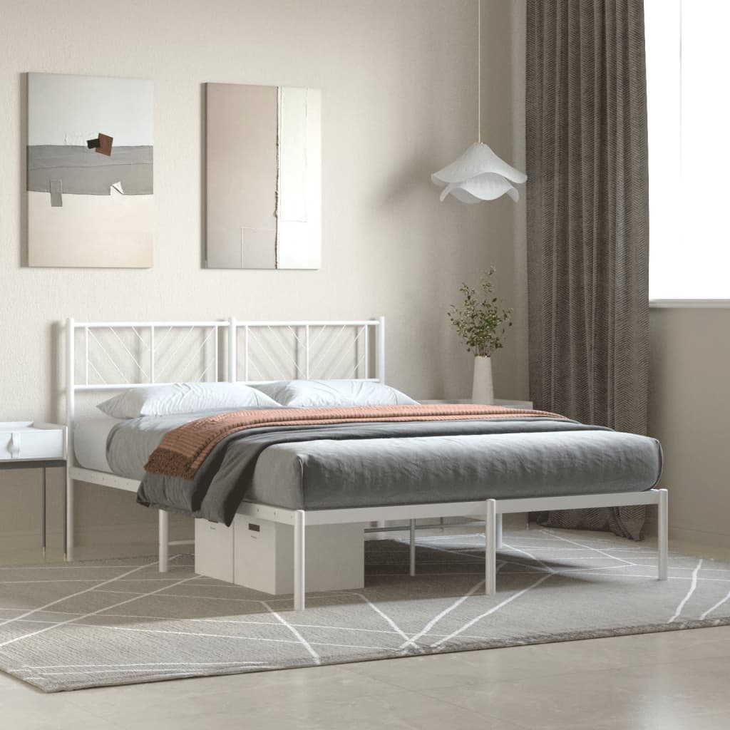 Metalni okvir za krevet s uzglavljem bijeli 120x200 cm