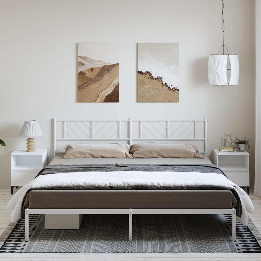 Metalni okvir za krevet s uzglavljem bijeli 193x203 cm