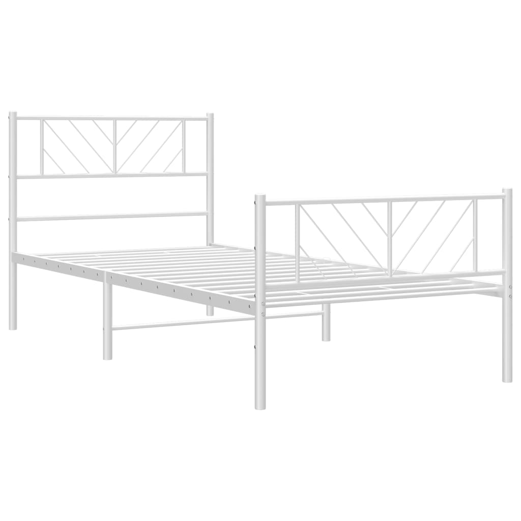 Metalni okvir kreveta uzglavlje i podnožje bijeli 75x190 cm