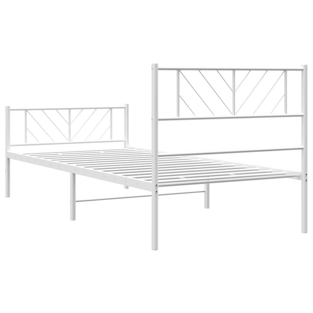 Metalni okvir kreveta uzglavlje i podnožje bijeli 75x190 cm