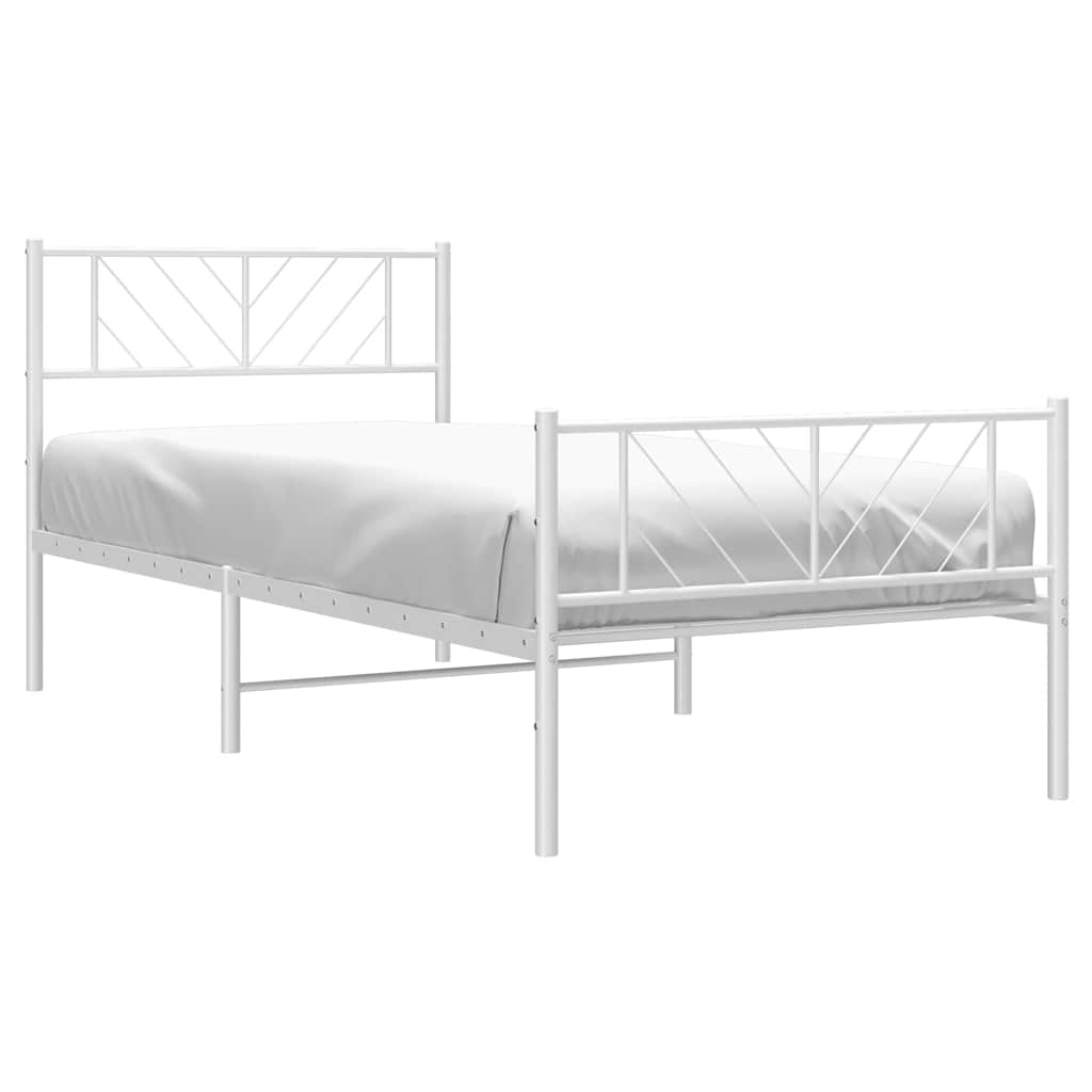 Metalni okvir kreveta uzglavlje i podnožje bijeli 100x190 cm