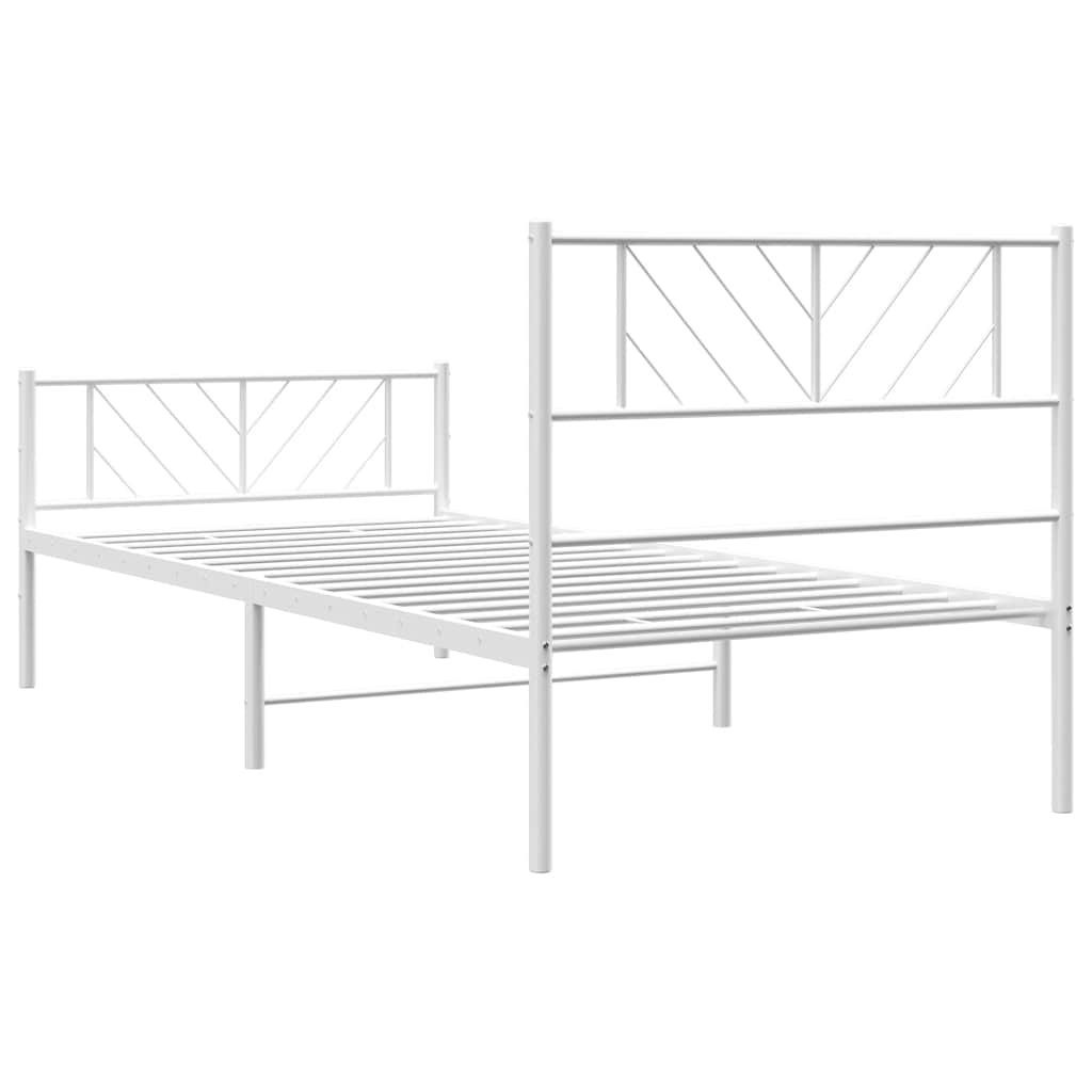 Metalni okvir kreveta uzglavlje i podnožje bijeli 100x190 cm