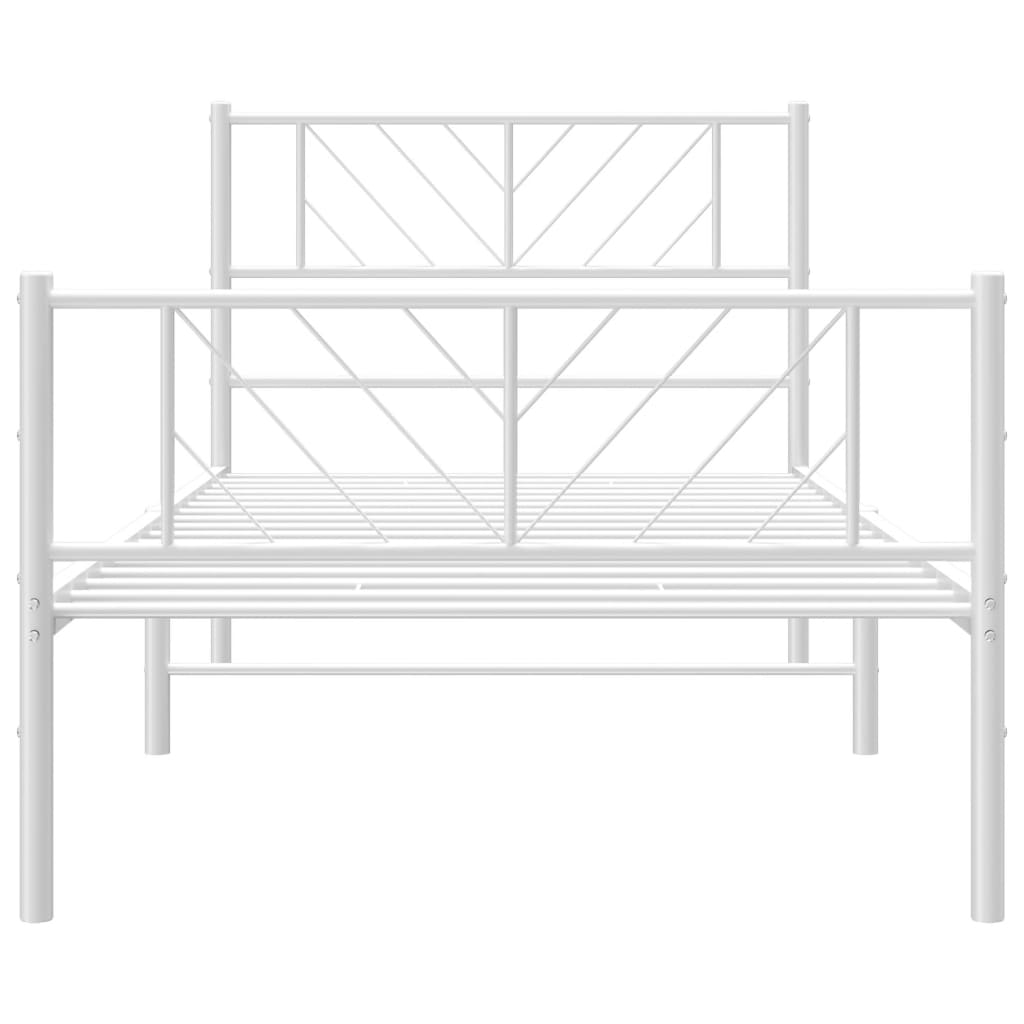Metalni okvir kreveta uzglavlje i podnožje bijeli 107x203 cm