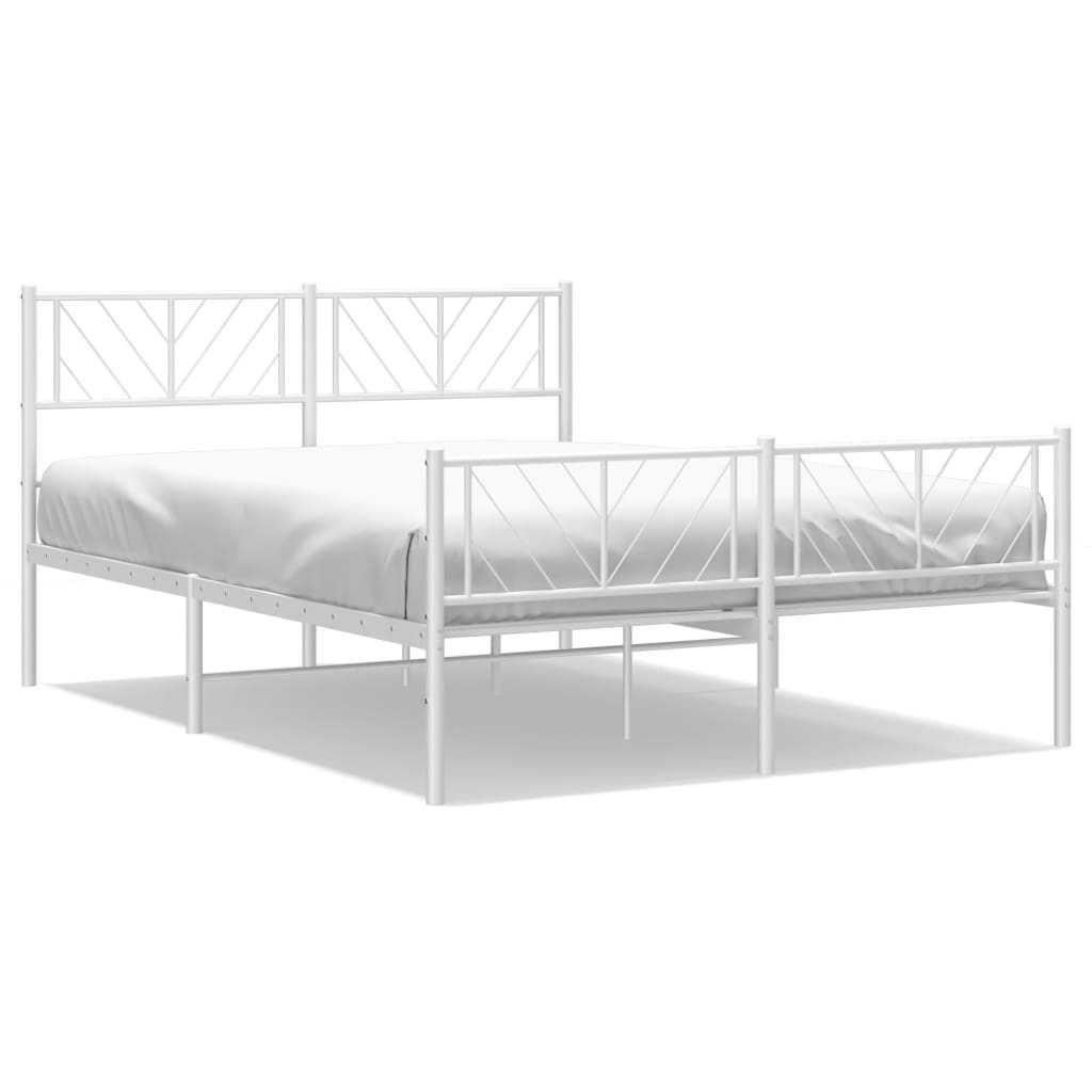 Metalni okvir kreveta uzglavlje i podnožje bijeli 140 x 190 cm