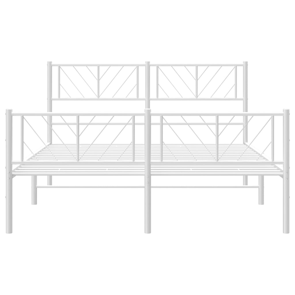 Metalni okvir kreveta uzglavlje i podnožje bijeli 140 x 190 cm