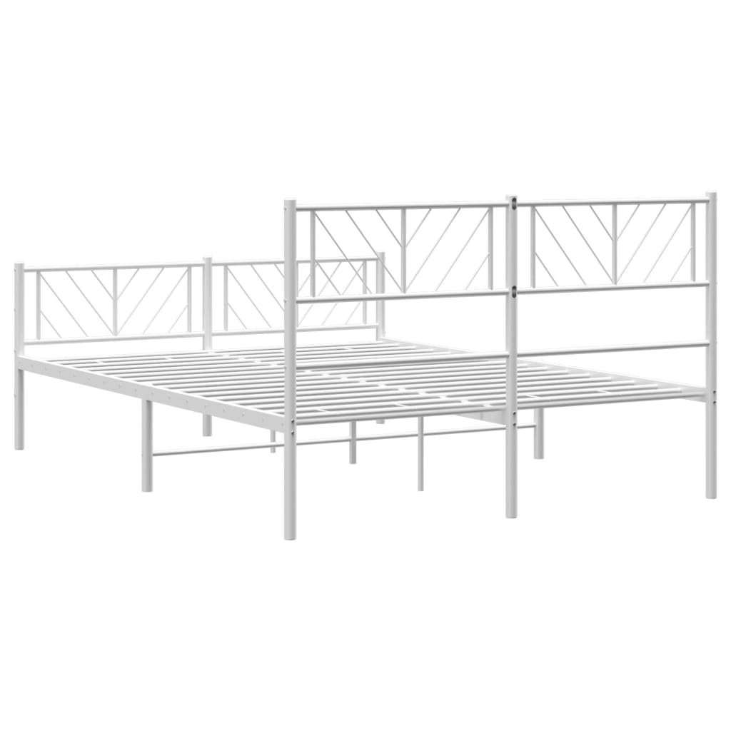 Metalni okvir kreveta uzglavlje i podnožje bijeli 140 x 190 cm