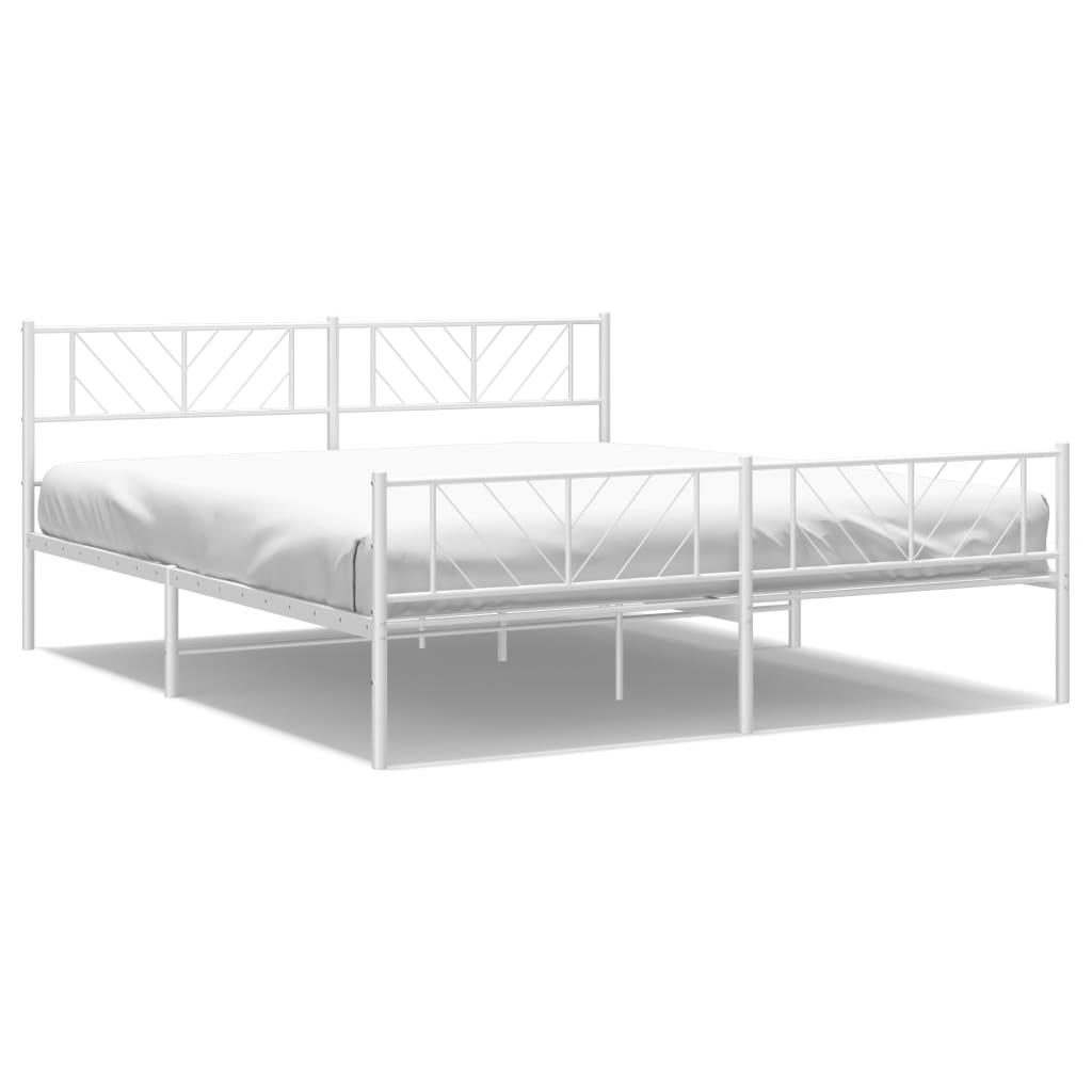 Metalni okvir kreveta uzglavlje i podnožje bijeli 180x200 cm