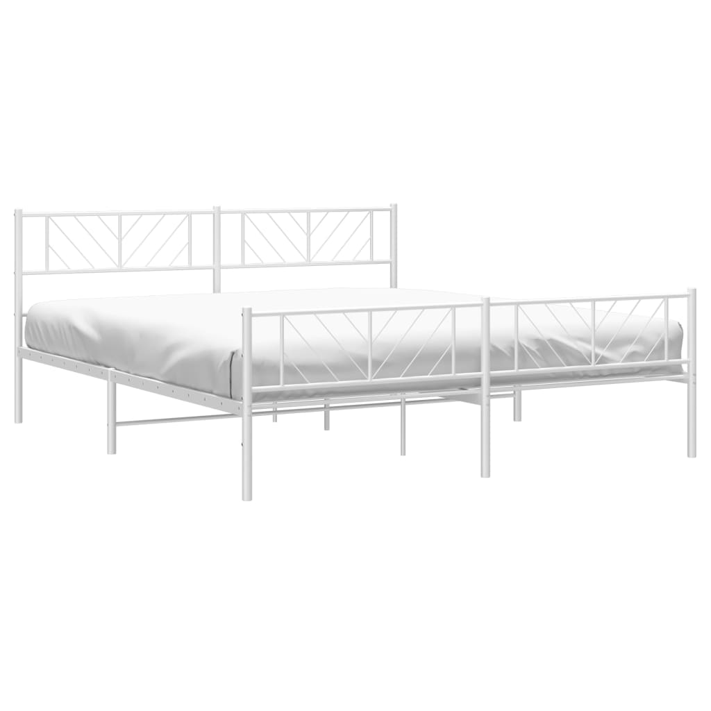 Metalni okvir kreveta uzglavlje i podnožje bijeli 180x200 cm