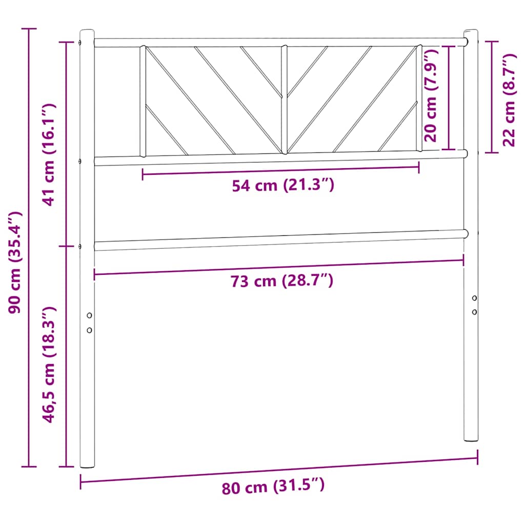 Metalno zamjensko uzglavlje bijelo 75 cm