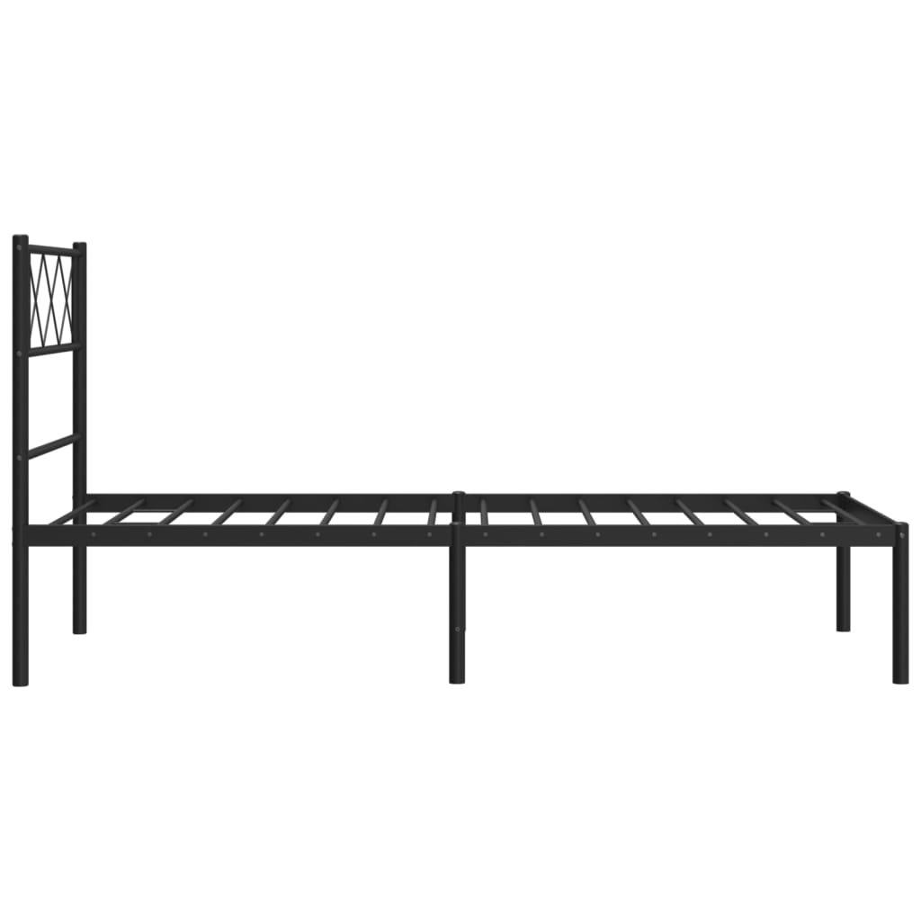 Metalni okvir za krevet s uzglavljem crni 80x200 cm