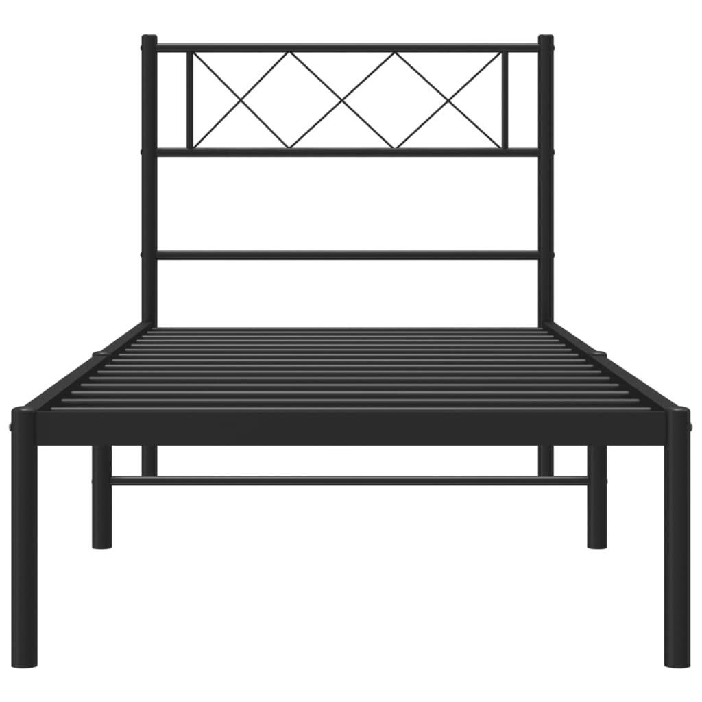Metalni okvir za krevet s uzglavljem crni 90x200 cm