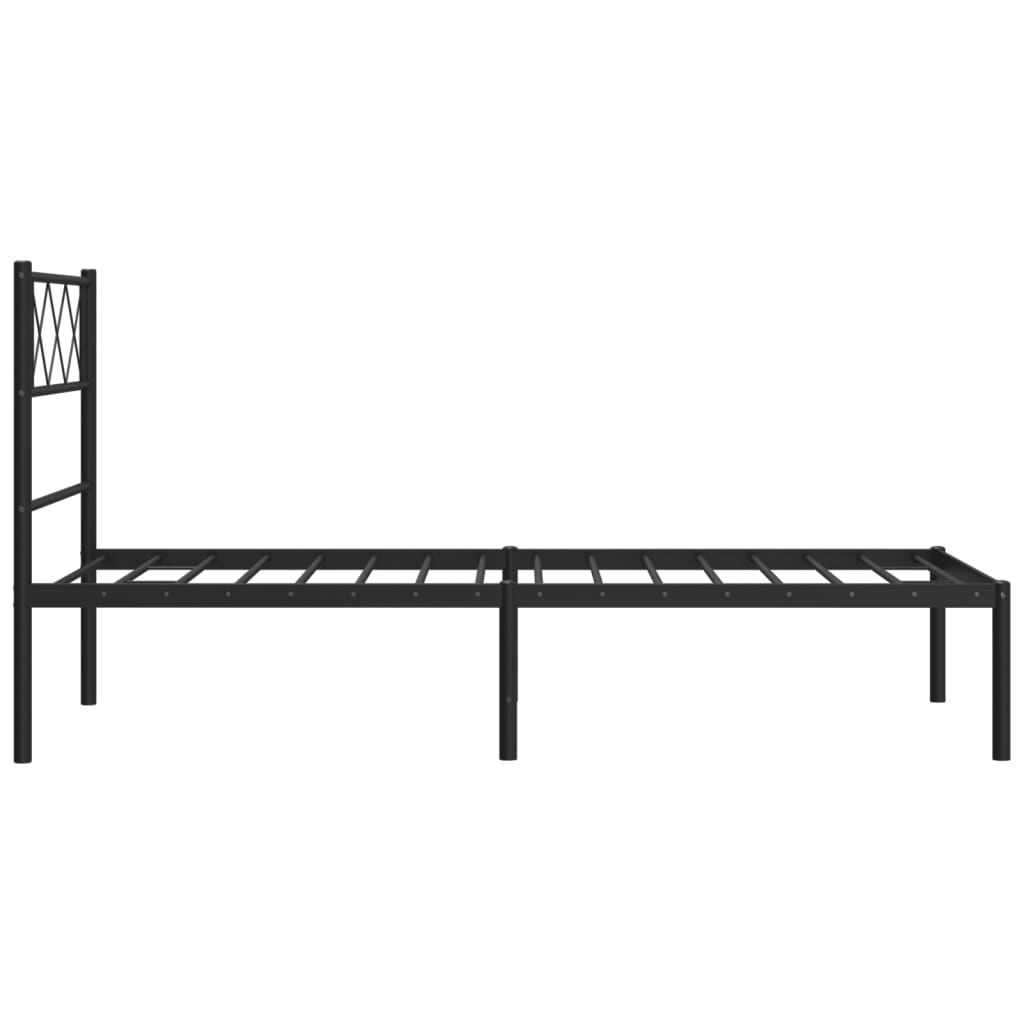Metalni okvir za krevet s uzglavljem crni 90x200 cm