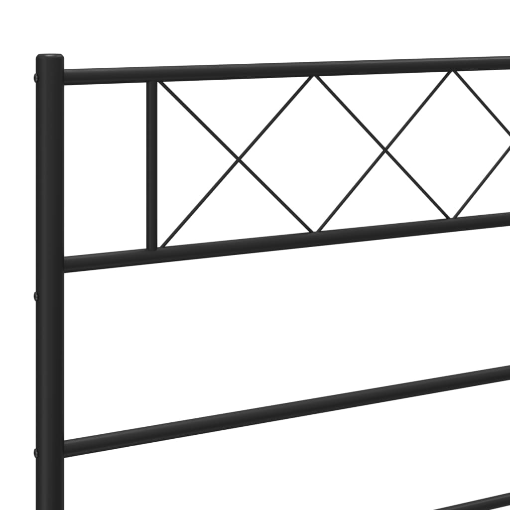 Metalni okvir za krevet s uzglavljem crni 90x200 cm