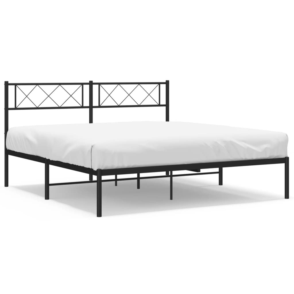 Metalni okvir za krevet s uzglavljem crni 120x190 cm