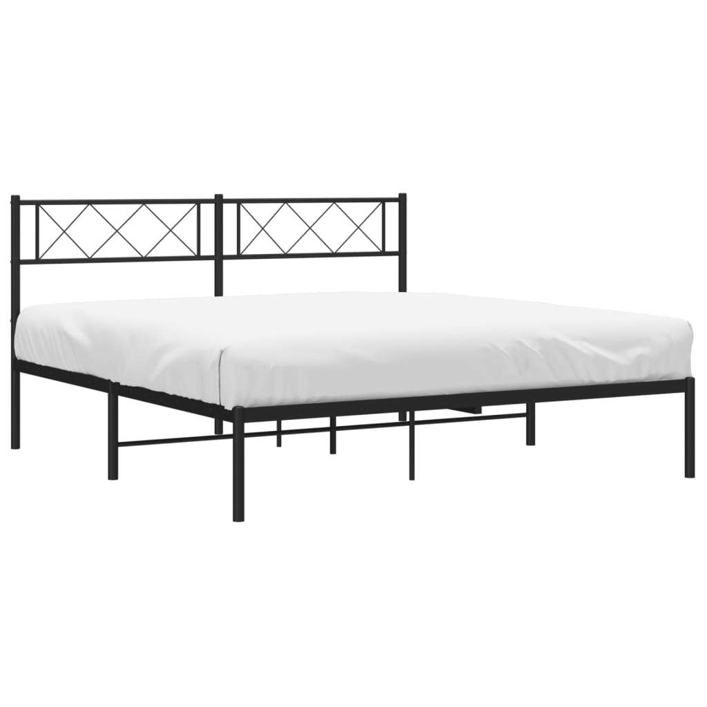 Metalni okvir za krevet s uzglavljem crni 140x190 cm