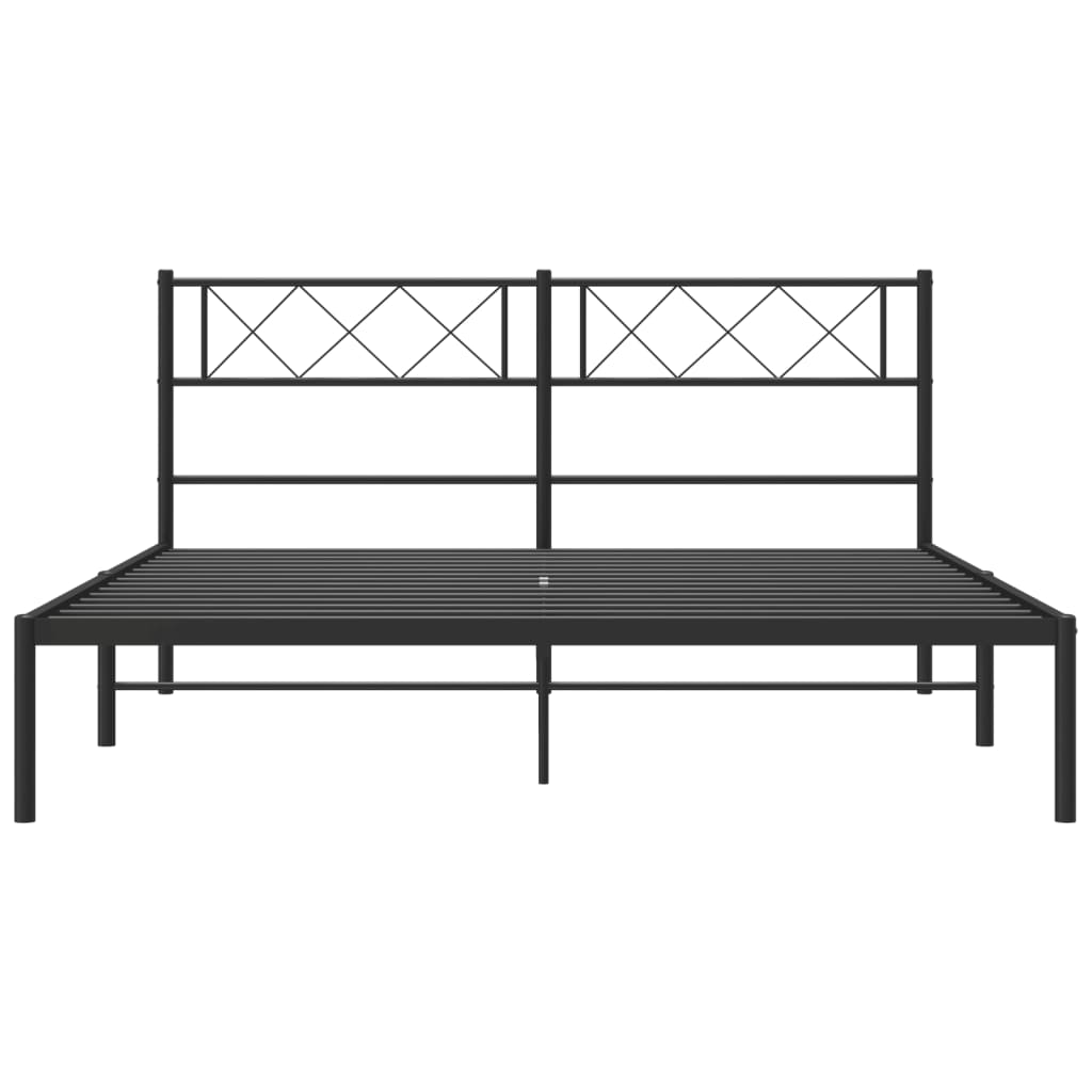 Metalni okvir za krevet s uzglavljem crni 140x190 cm