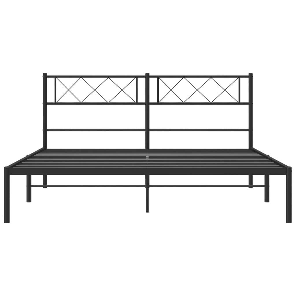 Metalni okvir za krevet s uzglavljem crni 140x200 cm