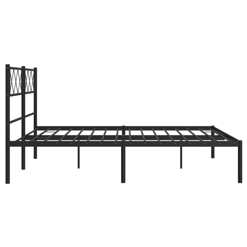 Metalni okvir za krevet s uzglavljem crni 140x200 cm
