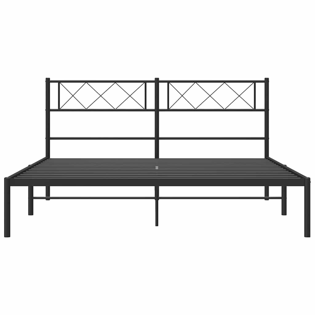 Metalni okvir za krevet s uzglavljem crni 150x200 cm
