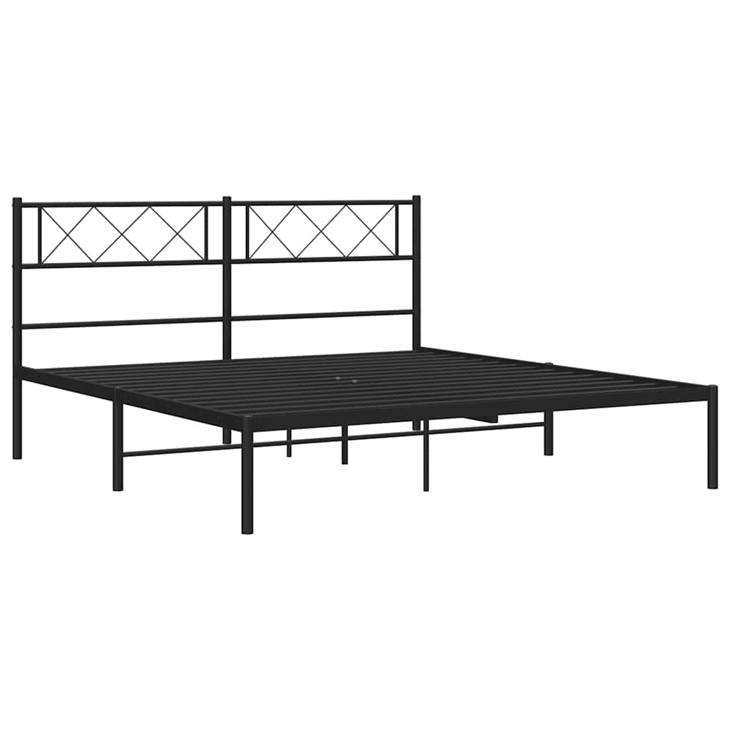 Metalni okvir za krevet s uzglavljem crni 150x200 cm