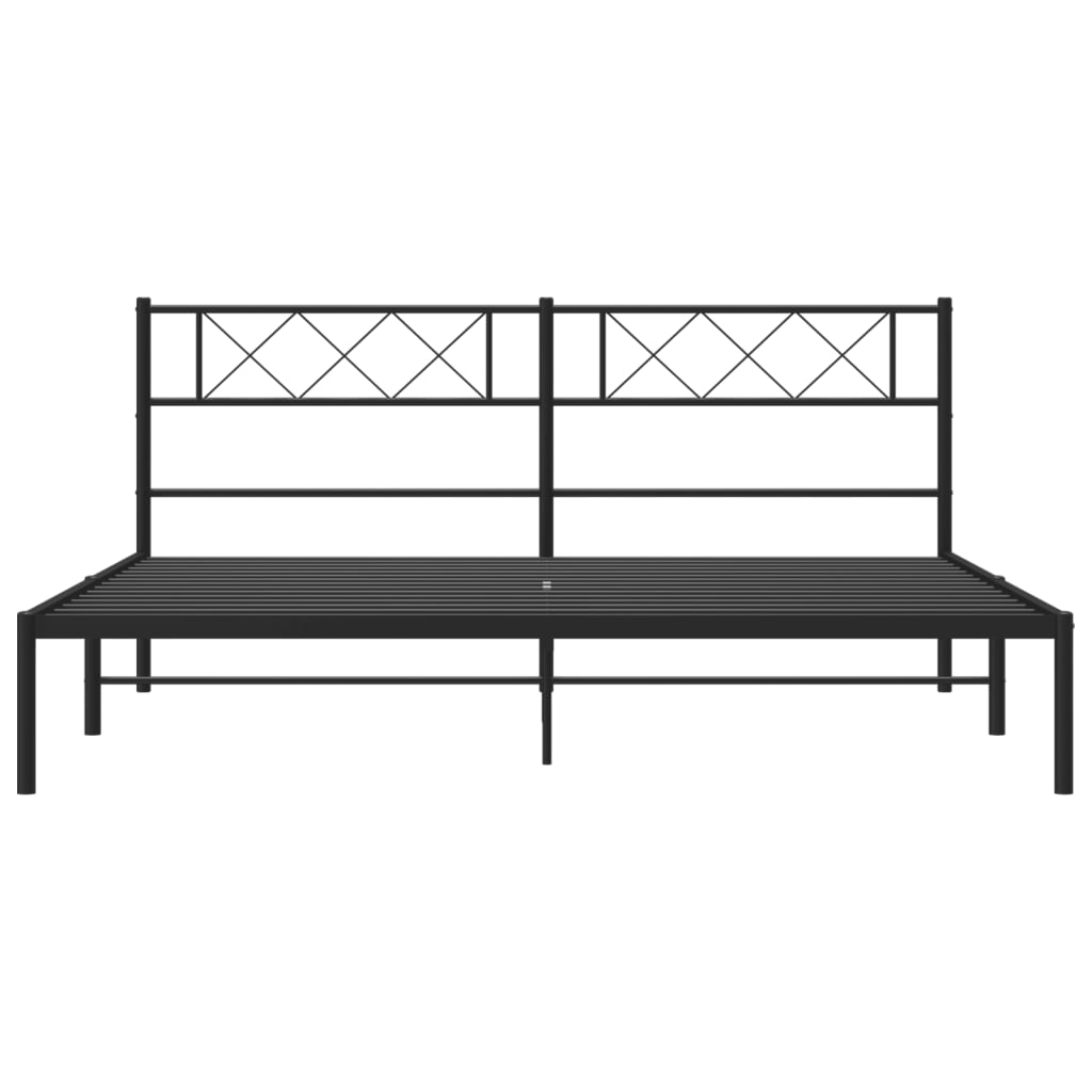 Metalni okvir za krevet s uzglavljem crni 180x200 cm