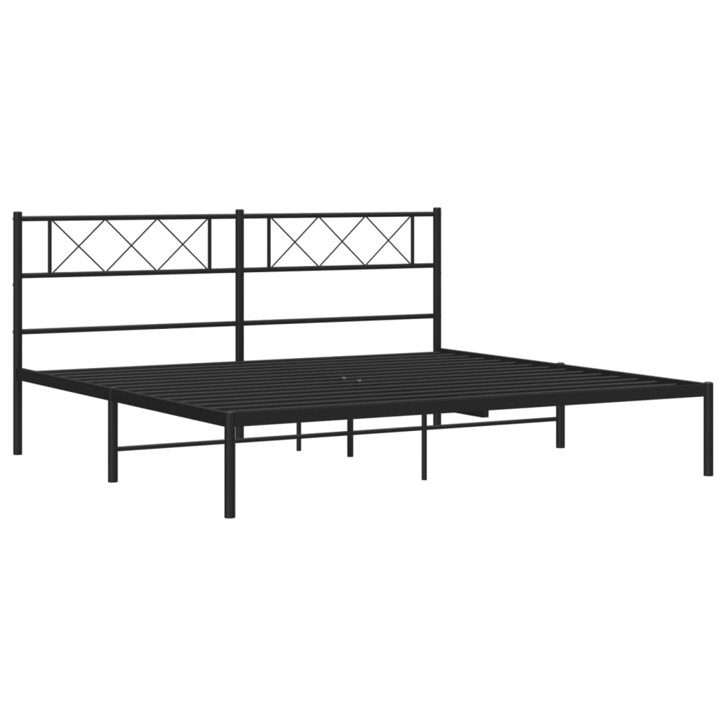 Metalni okvir za krevet s uzglavljem crni 180x200 cm