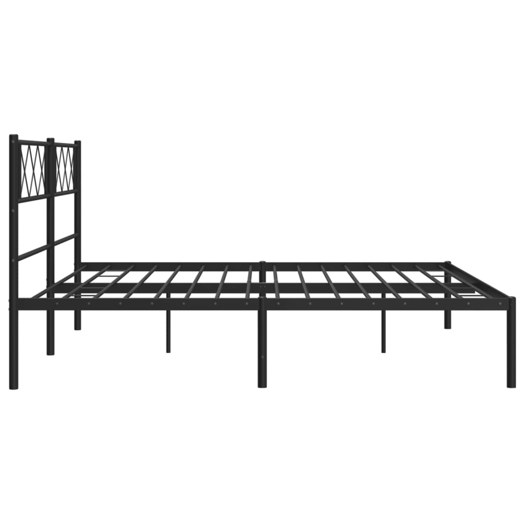 Metalni okvir za krevet s uzglavljem crni 180x200 cm