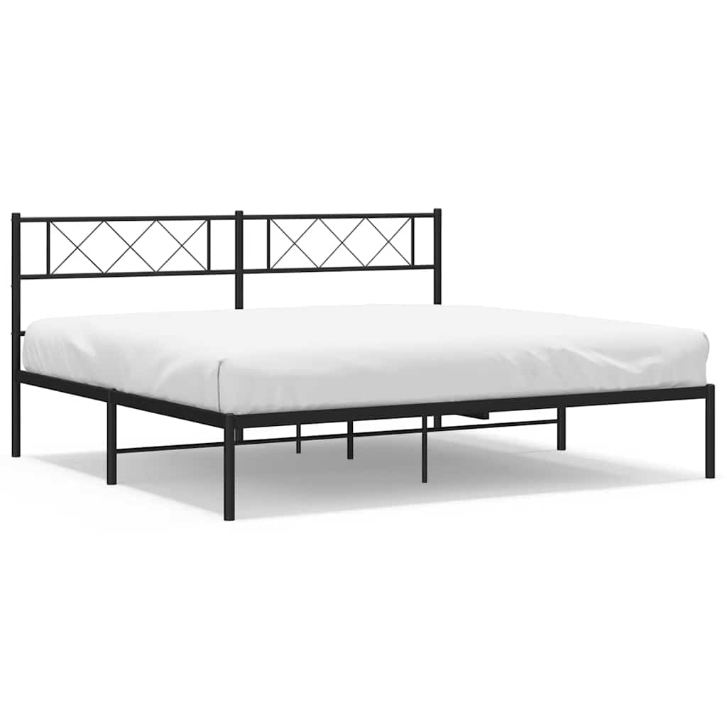 Metalni okvir za krevet s uzglavljem crni 193x203 cm