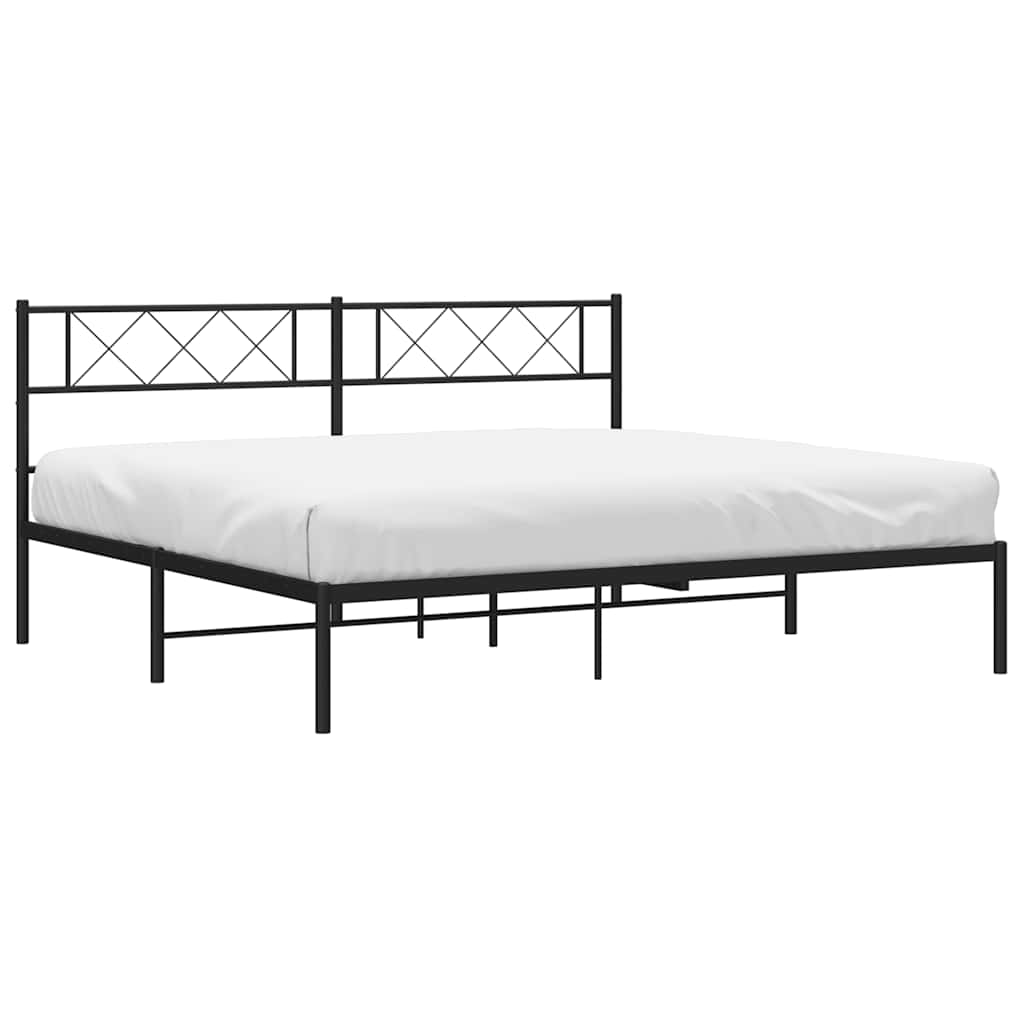 Metalni okvir za krevet s uzglavljem crni 193x203 cm