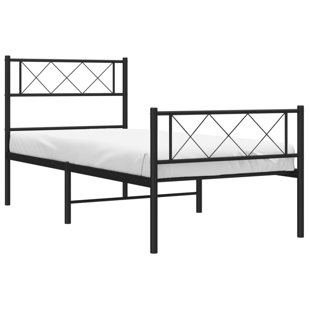 Metalni okvir kreveta uzglavlje i podnožje crni 75x190 cm