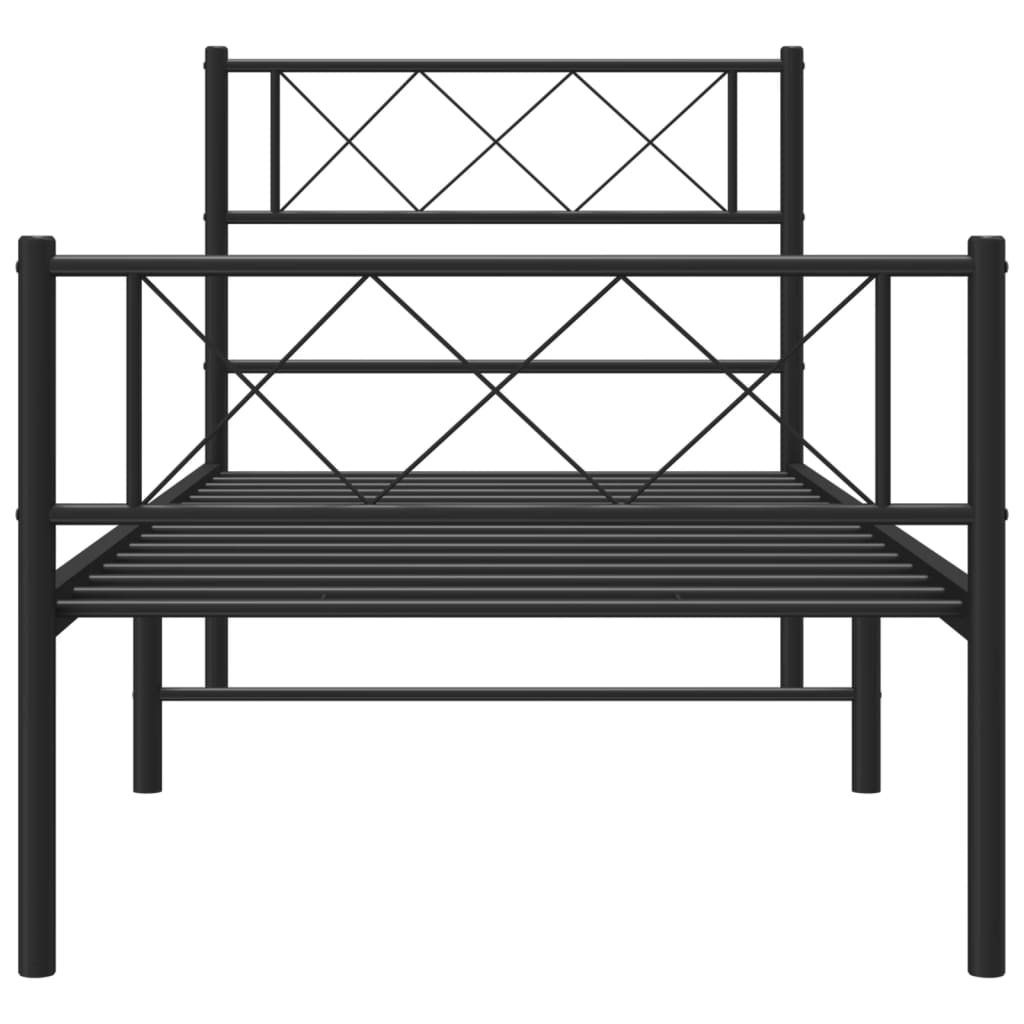 Metalni okvir kreveta uzglavlje i podnožje crni 75x190 cm