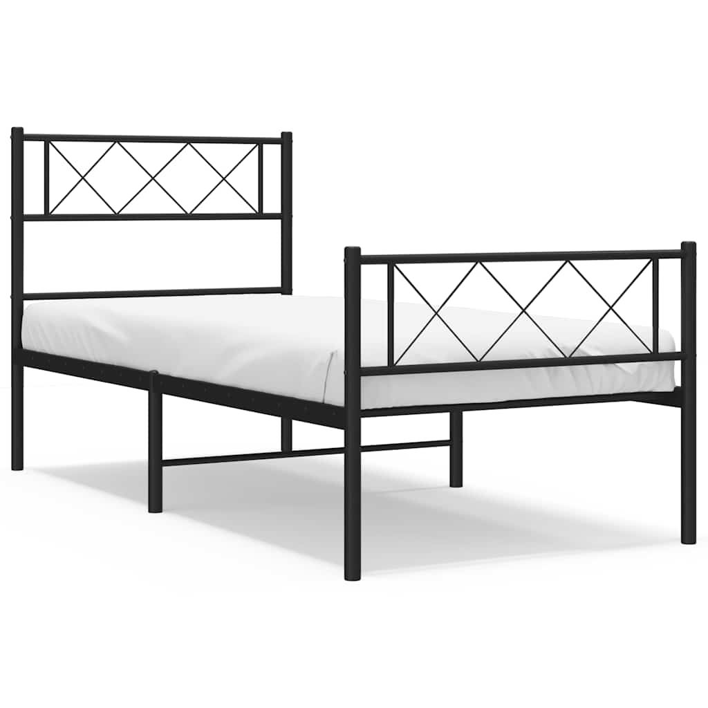Metalni okvir kreveta uzglavlje i podnožje crni 100x190 cm