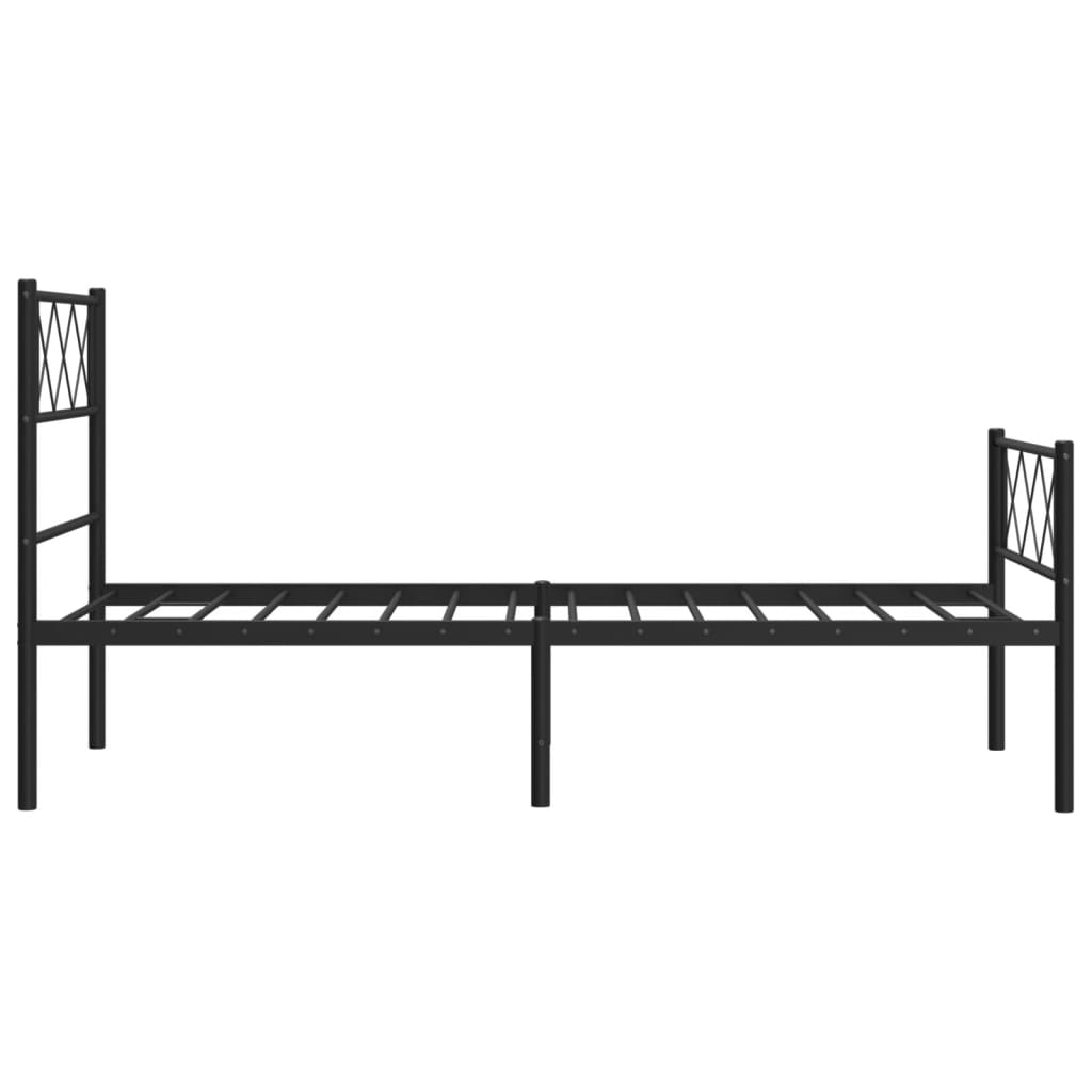 Metalni okvir kreveta uzglavlje i podnožje crni 107x203 cm